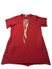 Umgee T-Shirt Dress Shoe Lace Up Raw Hem Women's Size M