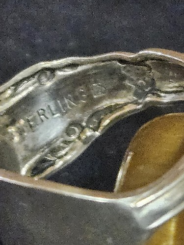 Sterling Silber, Löffelring Größe 7 und verstellbar, florales Design