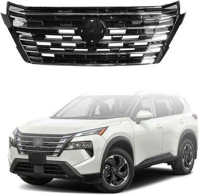 Rogue Grill, Front Bumper Upper Grille Chrome & Black Fits 2024-2025 Nissan Rogu