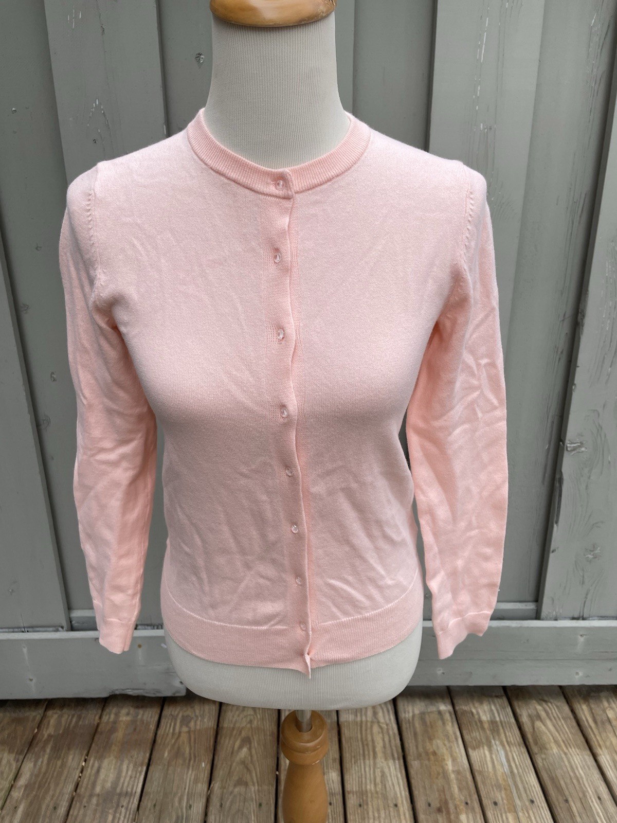 Lord &Taylor Peach Pink Long Sleeve Cardigan Sweater Cotton Blend Women’s Sz  XS