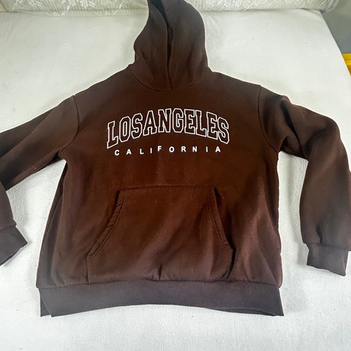 Kids Brown Los Angeles California Graphic Hoodie Sweatshirt XL Brown 01935