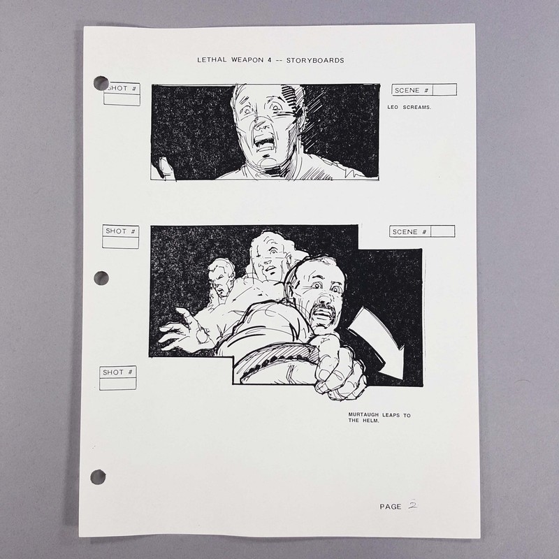 Image 11 of Lethal Weapon 4 Storyboard Joe Pesci Leo Getz Screaming Boat Fight Scene