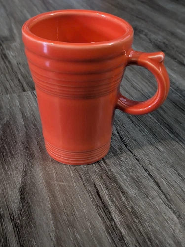 Fiesta Orange Tall Latte Bistro Mug With Thumb Rest Fiestaware Cup HLC USA 5.25"