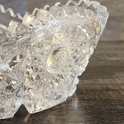 Vintage Imperial Glass Open Oval Candy Nut Dish Sawtooth Rim Heavy Clear - Picture 12 of 19