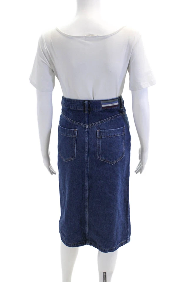 Vanessa Bruno женщин джинсовой ткани спереди разрез макси юбка синий хлопок размер EUR 34 - Изображение 3 из 4