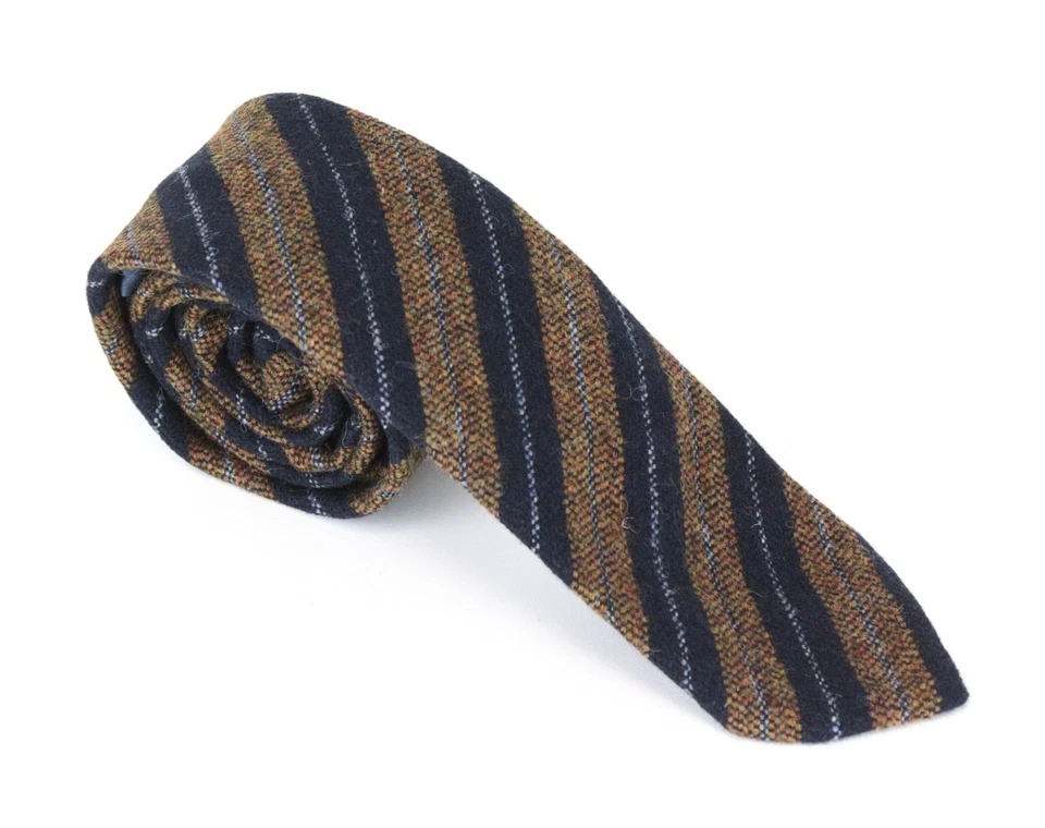 Corbata para hombre SUITSUPPLY ~150x8 cm marrón azul marino a rayas lana punta formal Foto 2 de 4