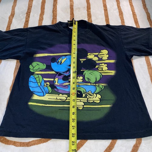 Vtg Mickey Unlimited Mickey Mouse vs. Donald Duck Running Track 2 Sided Shirt - Picture 3 of 9