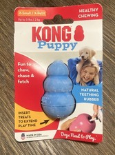 KONG Puppy Natural Teething Blue Rubber Dog Chew Toy X-Small Fill With Treats