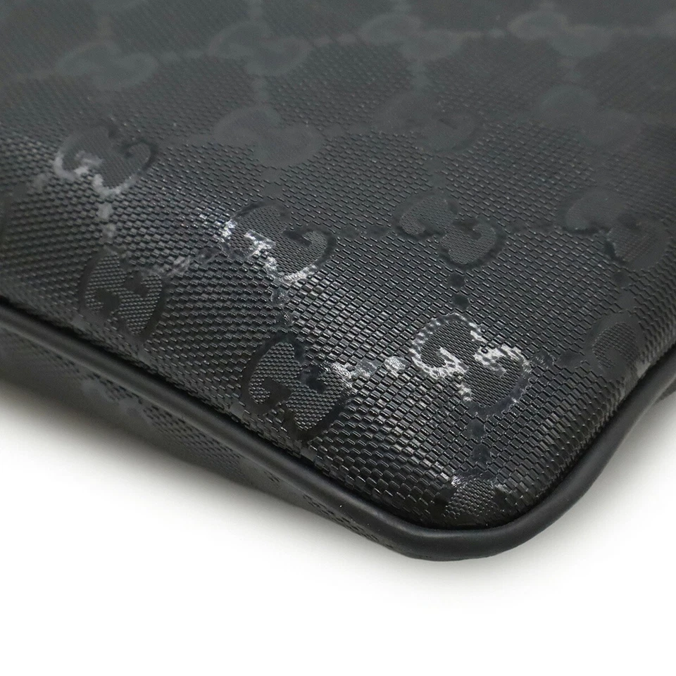 GUCCI GG Imprime Shoulder Bag in PVC and Leather, Black, 295257 - Image 4 of 4