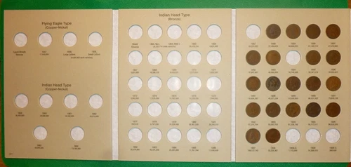 INDIAN HEAD Cent STARTER COLLECTION 1857-1909 20 Coins  + New Folder! #F07