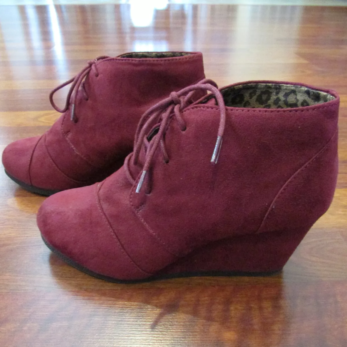 Burgundy wedge sales ankle boots
