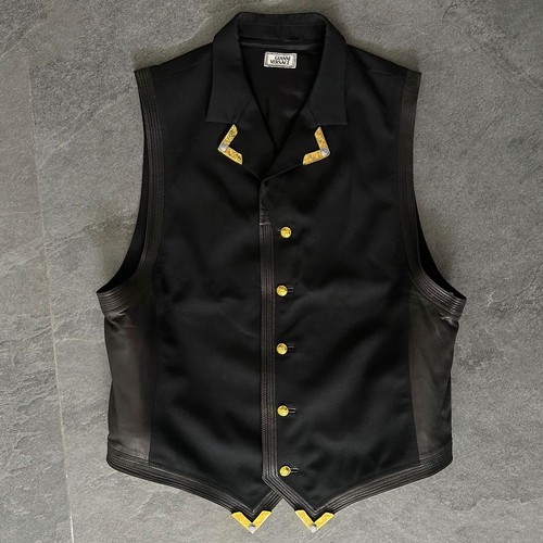 GIANNI VERSACE wool leather vest w/ metal tips size 52, from F/W 1992/93 - Picture 17 of 22
