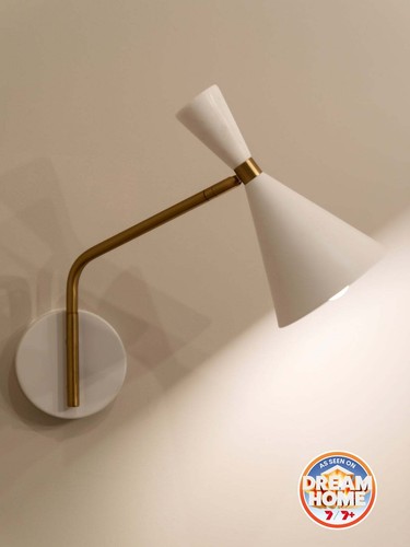 Campari 1 Light Wall Bracket in White with White Marble and Brass Details - Picture 2 of 6