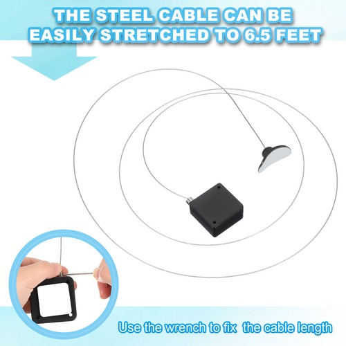 2 Pcs Square Retractable Remote Control Tether Pause 3.3 ft Black(Curved Cap) - Afbeelding 3 van 6