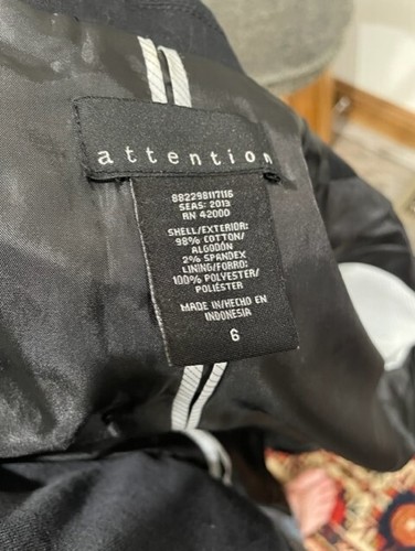 Attention Women Black Blazer Jacket SIZE 6 - Picture 7 of 7
