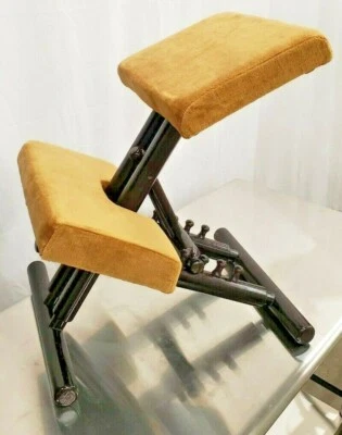 NEW Ergonomic Kneeling Wood Office Chair w/Height Adj. Brown Velour Covered Seat