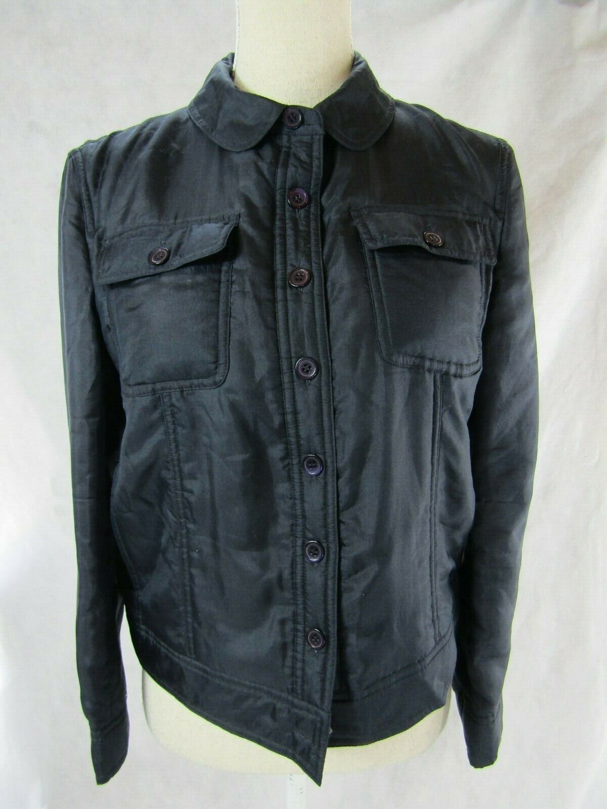 DKNY Black Label Padded Button Down Silk Jacket S… - image 1