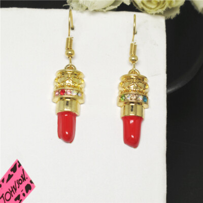New Red Enamel Color Sexy Lipstick Girl Fashion Women Stand Earring Gifts