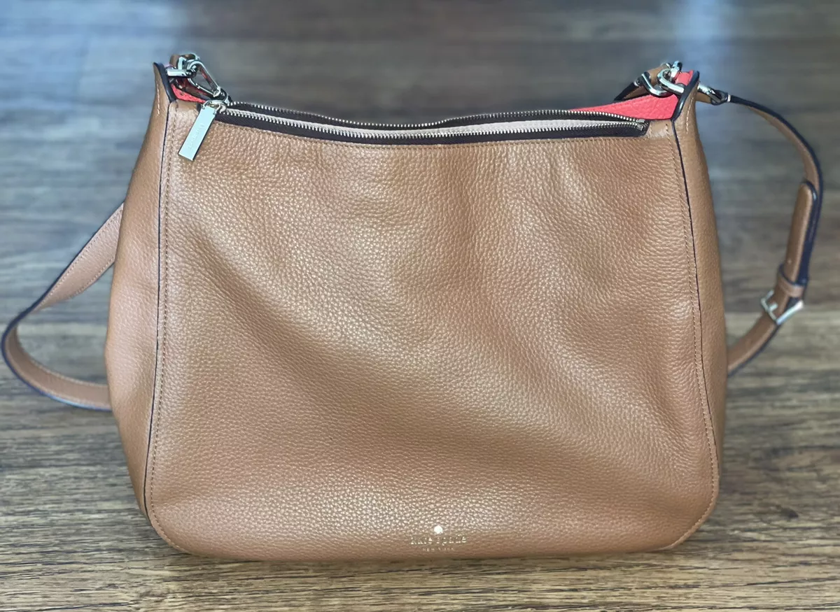 Kate Spade Kailee Brown Medium Double Compartment Leather Shoulder Bag 399