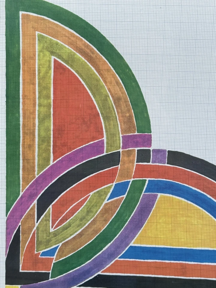 PÓSTER CENTRAL LINCOLN FIRMADO ENMARCADO IMPRESIÓN LITOGRÁFICA MCM 1967 RARO FRANK STELLA Foto 3 de 4