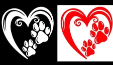 Cute Paw Print & Heart Vinyl Decal Car Truck Window Tablet Laptop Tumbler Mugs