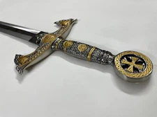 THE KNIGHTS TEMPLAR Crusader Sword Handmade Carbon Steel Battle Leather Sheath