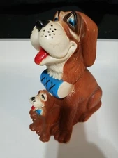 Vtg Saint Bernard Child’s Bank Bankers Systems Inc Hard Plastic 10” Mom & Puppy