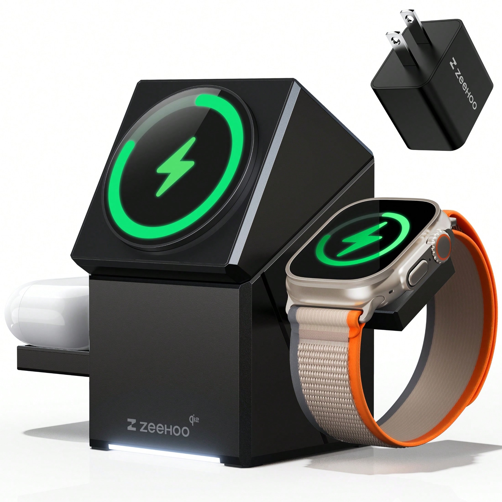 ZeeHoo Mag-Safe Wireless Charging Station, CubeTrick-X Qi2 15W Fast Charge, 3 In