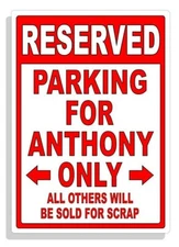 Personalized Parking Sign Wall Decal Metal Sign No Parking Customized Anthony