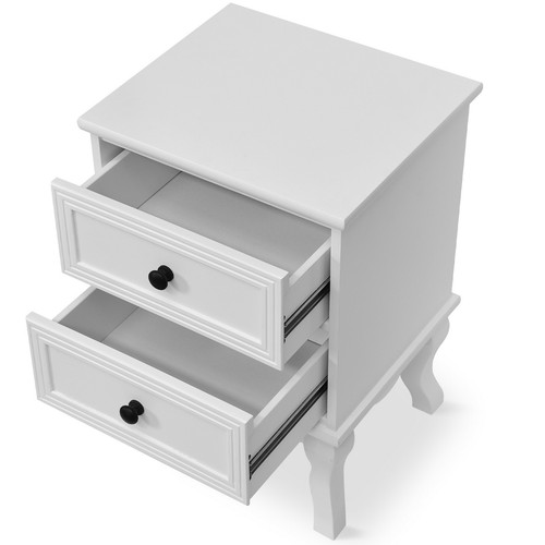MIADOMODO® Nachttisch Holz Weiß Nachtschrank Kommode Boxspringbett Beistelltisch - Bild 11 von 36