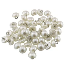 50-Pack Cream-Coloured Half Dome Pearl Buttons with Metal Shank 10mm