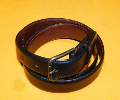 MEN'S AGNES B. MADE IN FRANCE BLACK GENUINE LEATHER BELT SIZE 36/90cm.
