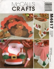 McCall's M4617 Thanksgiving & Christmas Tablecloth, Placemats UNCUT Turkey Santa