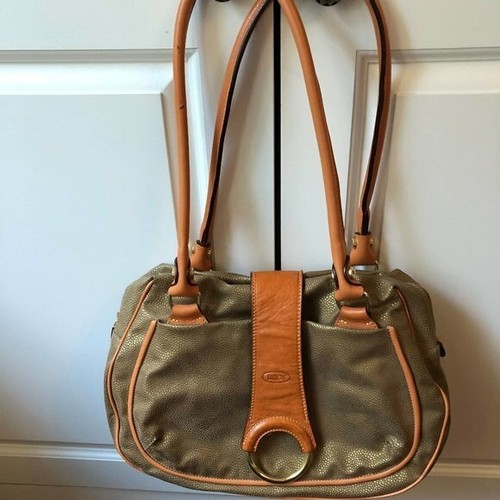 Vintage Bric's Olive Green Micro Suede Shoulder Bag - Picture 2 of 10