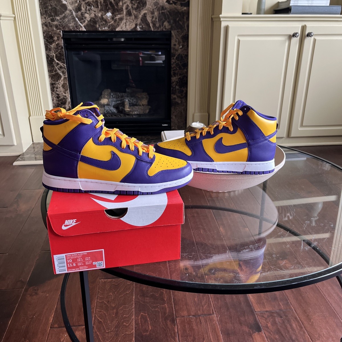 Nike Dunk High 'Lakers' Yellow Purple DD1399-500 Men's Size 10