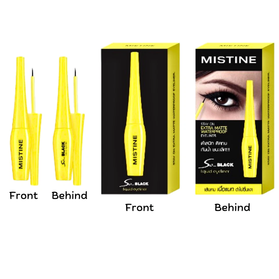 Delineador de Ojos Mistine Delineador Negro Líquido Impermeable Maquillaje Mate Larga Duración 4.5g x3 Foto 4 de 4