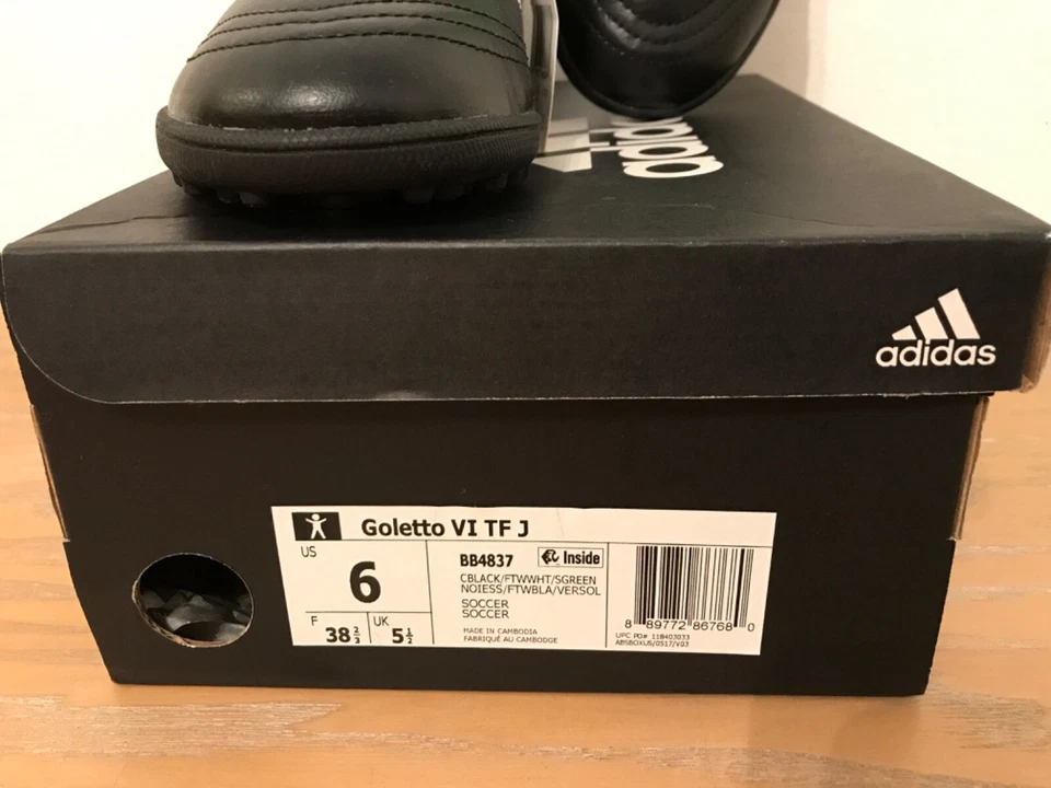 Adidas туфли мальчика мужчин Goletto VI TF J BB4837 черный белый лайм зеленый бутсы размер 6 - Изображение 2 из 4
