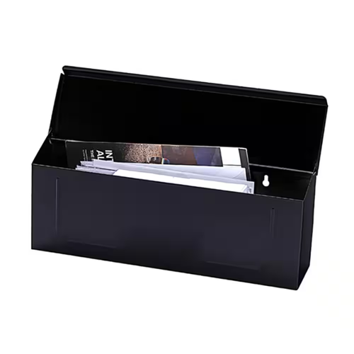 Wall-Mount Mailbox Classic Outdoor Galvanized Post Steel Lockable Mounted Black - Picture 6 of 12