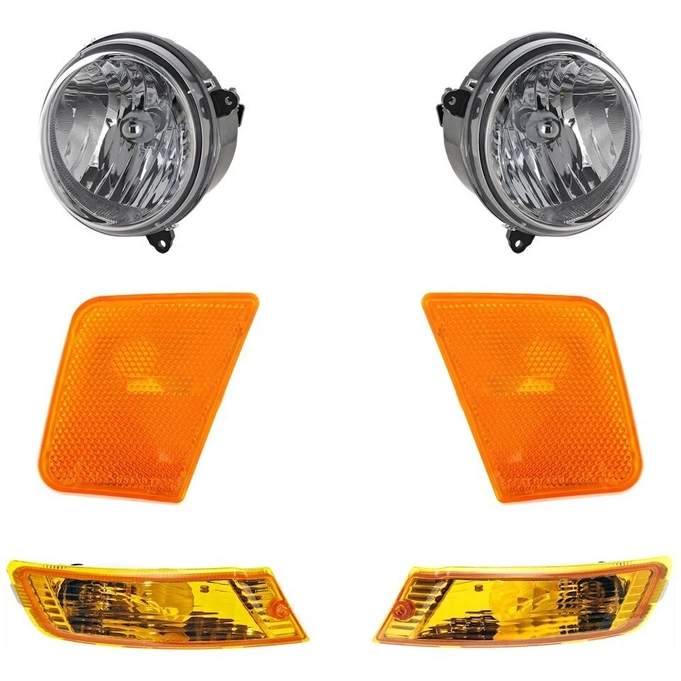 Fits 2005 2006 2007 Jeep Liberty Front Headlights Park Signal & Side Marker Lamp Foto 2 de 4