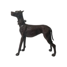 Handcrafted Ornate Bronze Great Dane Standing Dog Statue 11" X 9"
