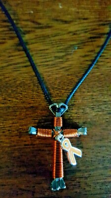 Awareness Ribbon Orange Horseshoe Nail Cross Necklace Buy Get
