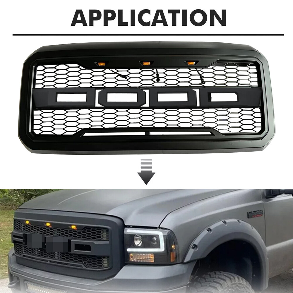 Grille For 2011-2016 F250 F350 Super Duty Grill Raptor Style W/LEDs Matte Black