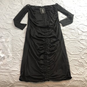 pretty little thing black ruched dress