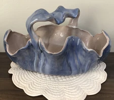 Stangl Pottery Terra Rose Basket Blue Drip Iridescent￼￼ Glazed Planter Vase 3314