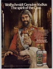 1980 WolfSchmidt Genuine Vodka Vintage Print Ad Czar Man Cave Wall Art 