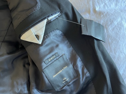 Abercrombie & Fitch Mens A&F Collins Tailored Slim Fit Blazer Jacket 40 R Black - Picture 13 of 13
