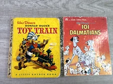 Lot of 2 Little Golden Books 1950 Donald Ducks Toy Train & 101 Dalmatians 1991