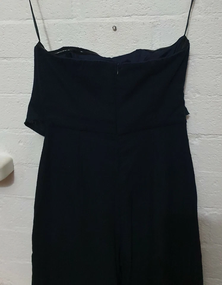 LUVALOT Designer Label Womens Strapless Navy Blue Wide Playsuit Jumpsuit Size 6 - image 3 of 4