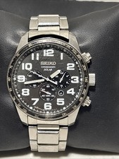 Seiko Solar Chronograph Men's Essentials Black Watch Model V175-0CG0 RARE