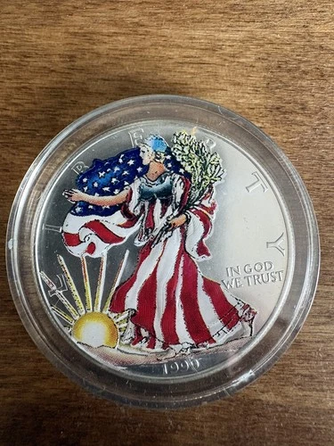 American Eagle Walking Liberty 1999 Colorized Silver Dollar 1oz .999 Fine Silver